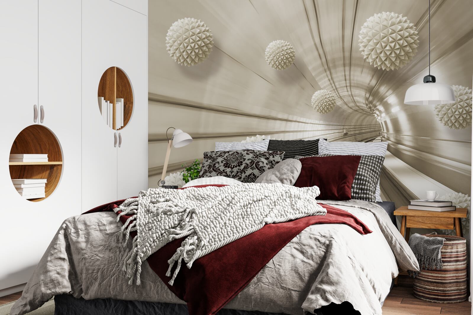 Papier peint boules marron clair dans le passage