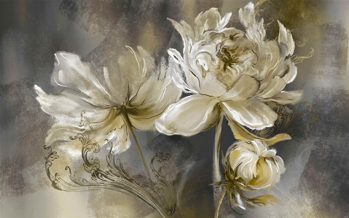 Papier peint fleurs de l'antiquité