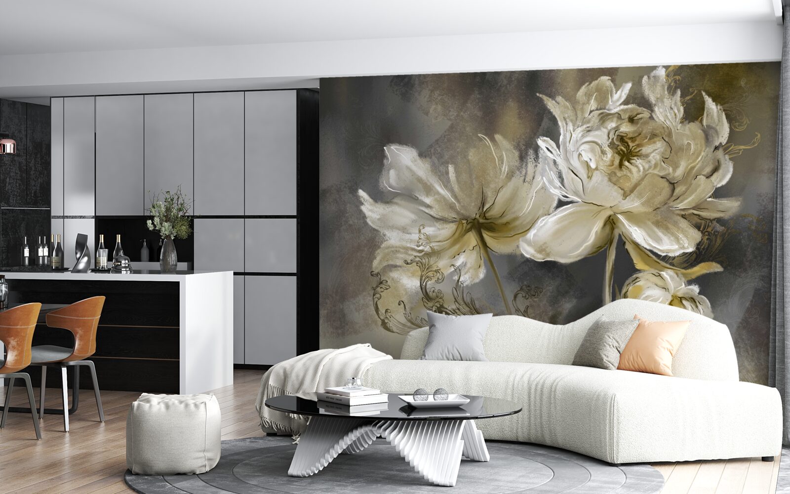 Papier peint fleurs de l'antiquité