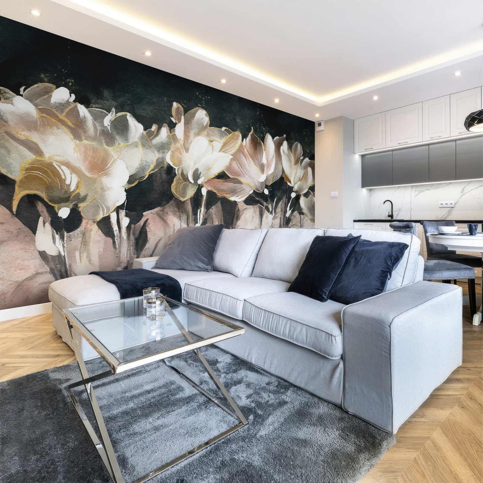 Papier peint flore aux couleurs pastel