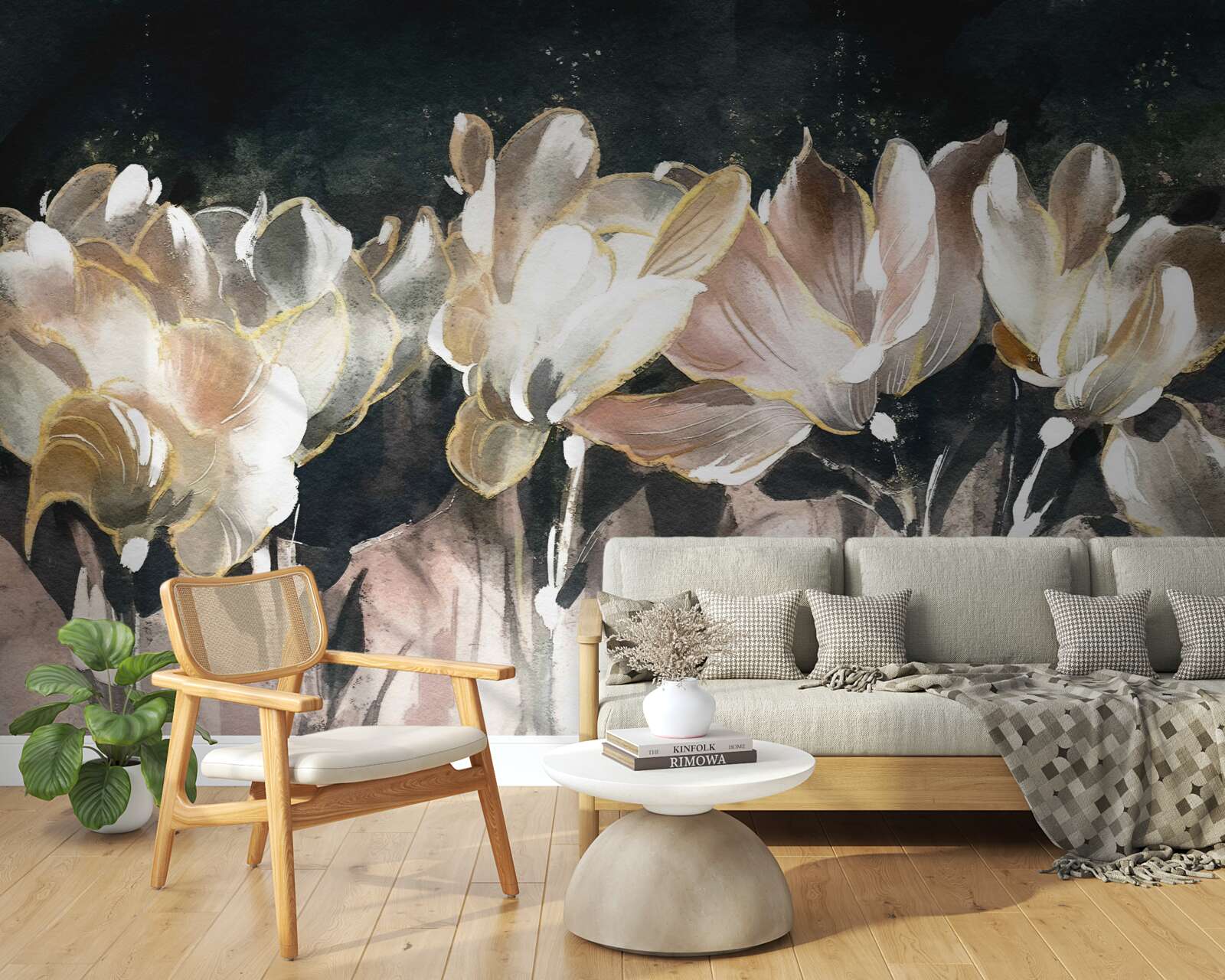 Papier peint flore aux couleurs pastel