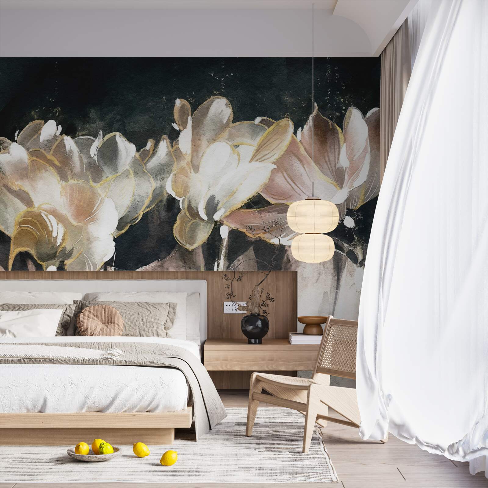 Papier peint flore aux couleurs pastel