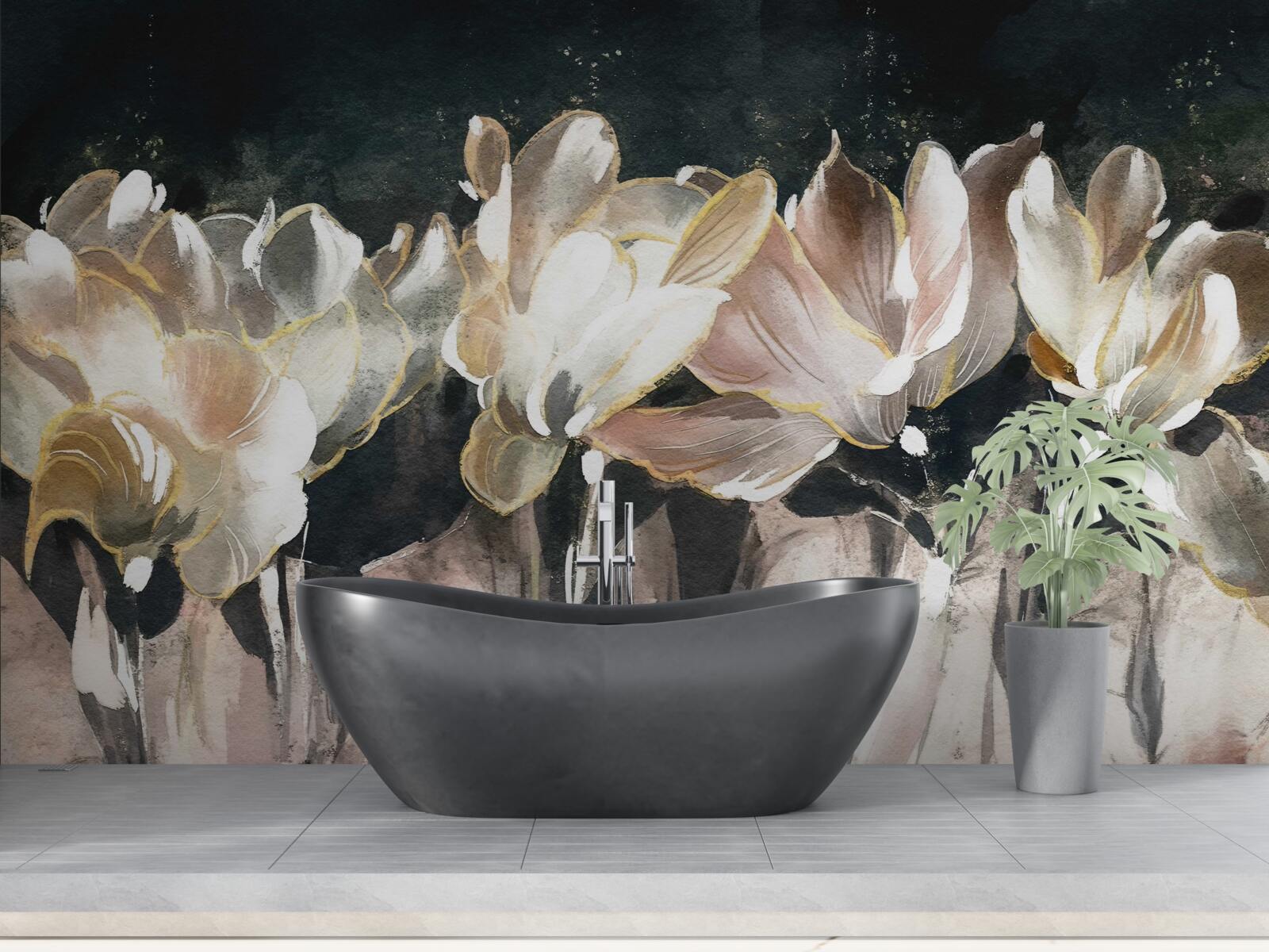 Papier peint flore aux couleurs pastel