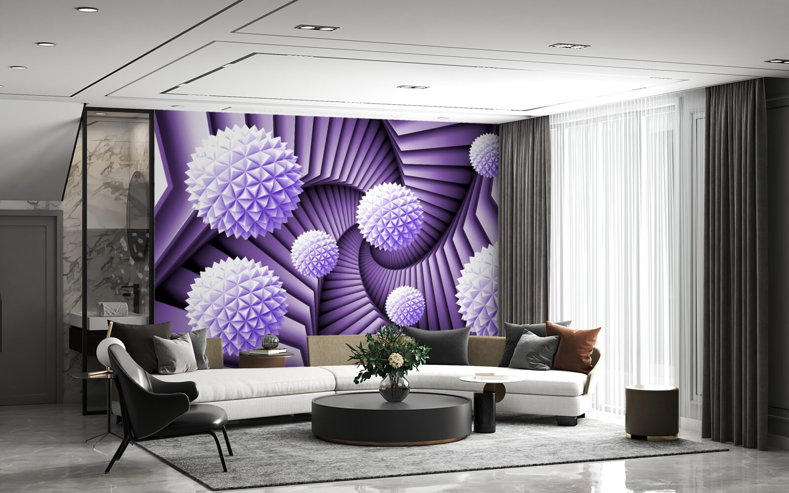 Papier peint l'échelle et la balle dans l'abstrait