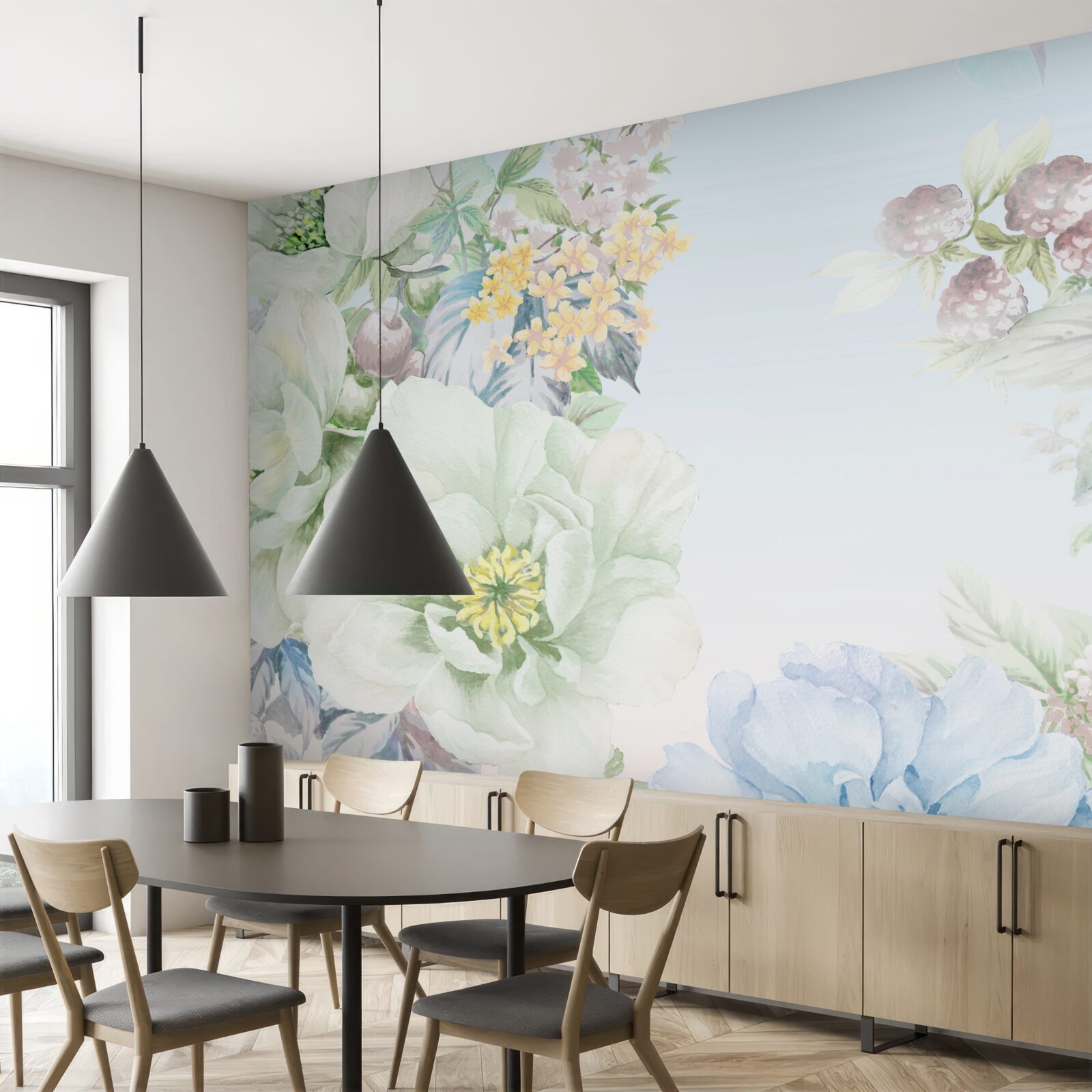 Papier peint des fleurs aux couleurs douces et pastel