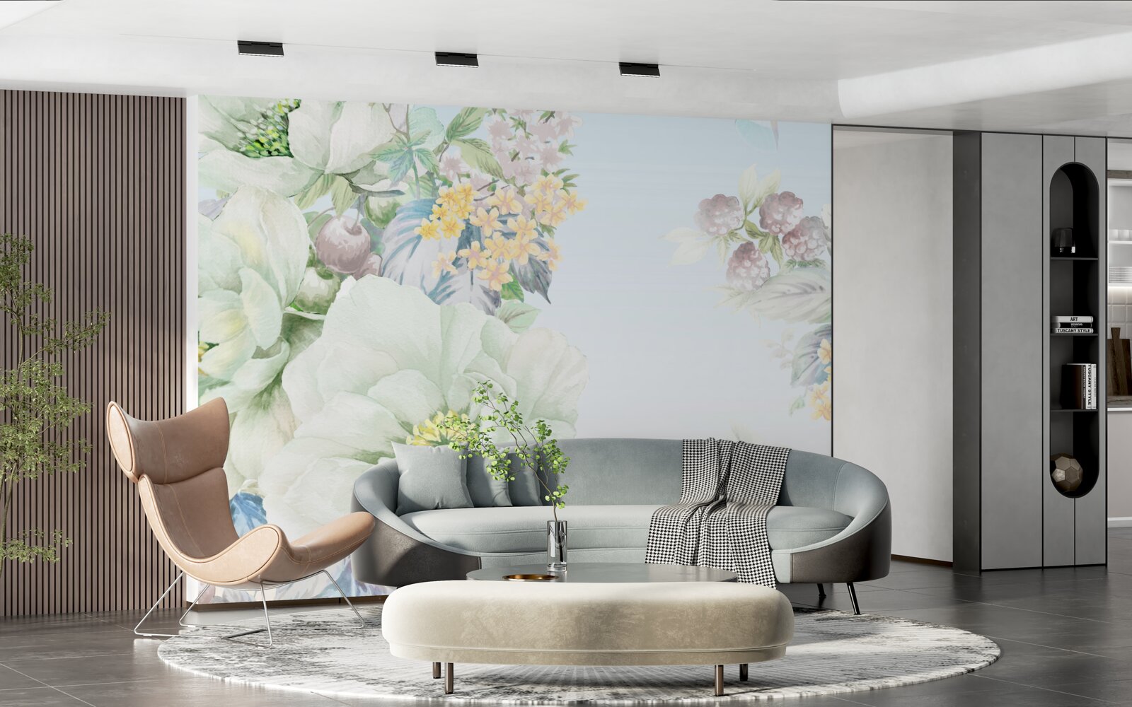 Papier peint des fleurs aux couleurs douces et pastel