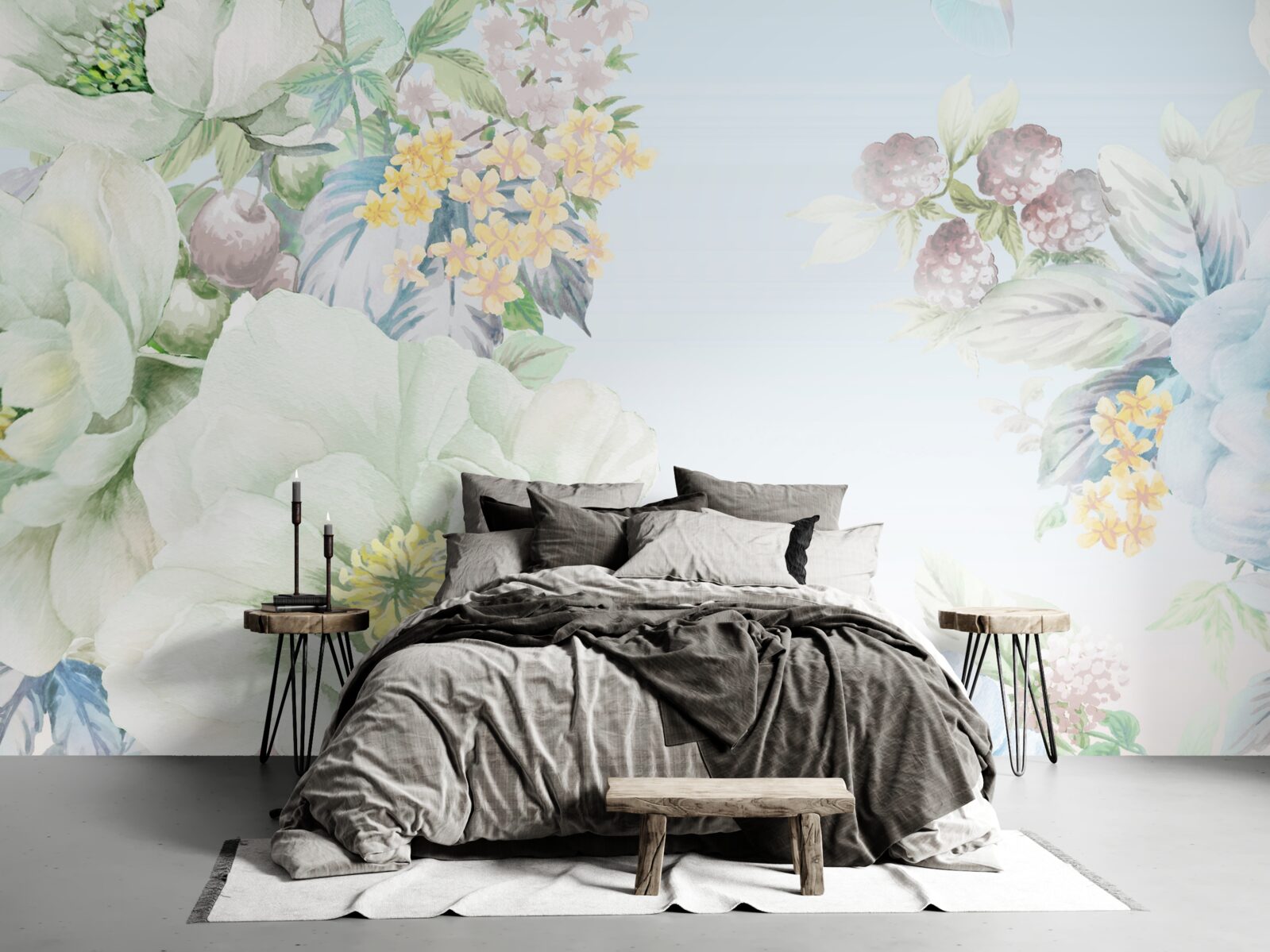 Papier peint des fleurs aux couleurs douces et pastel