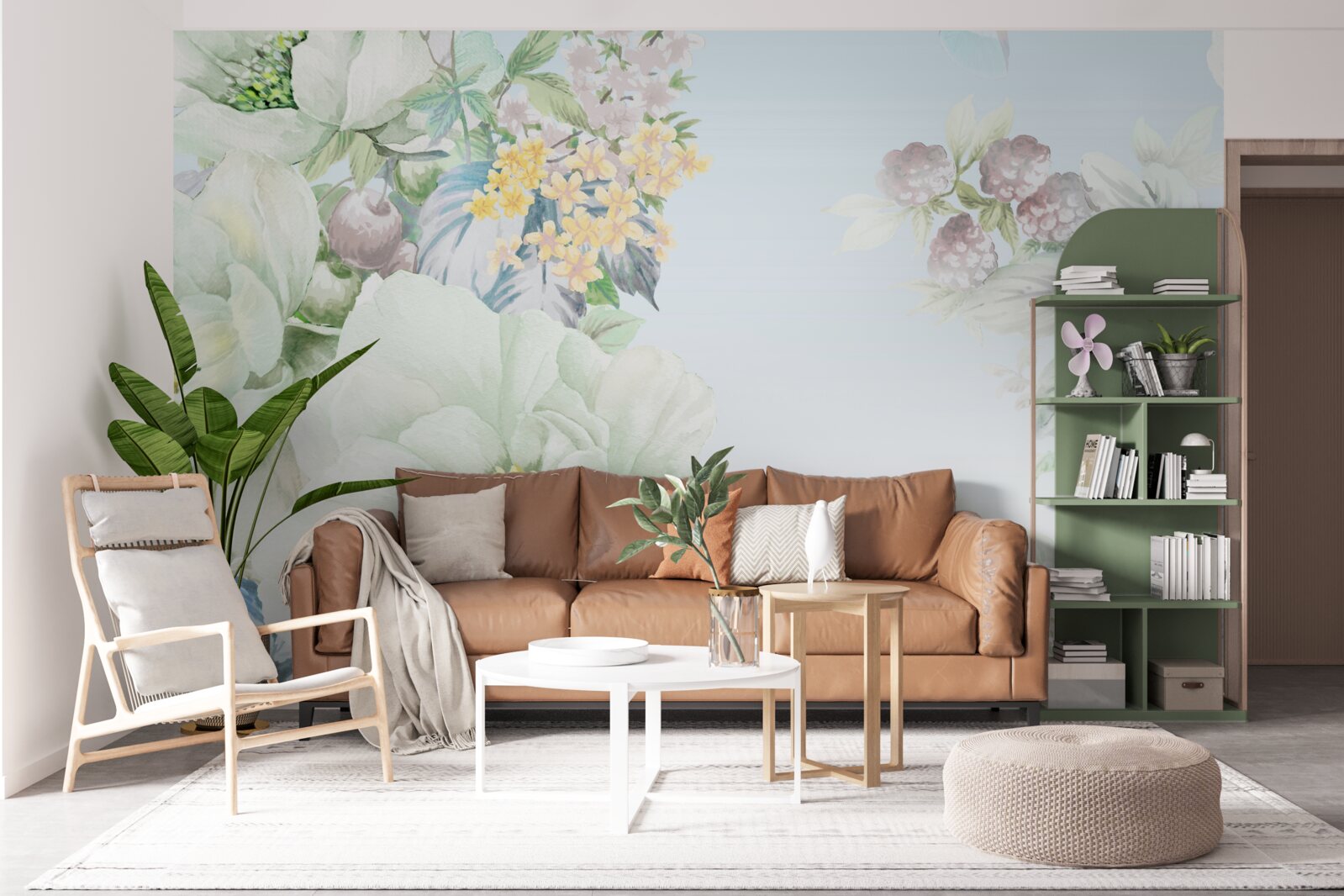 Papier peint des fleurs aux couleurs douces et pastel