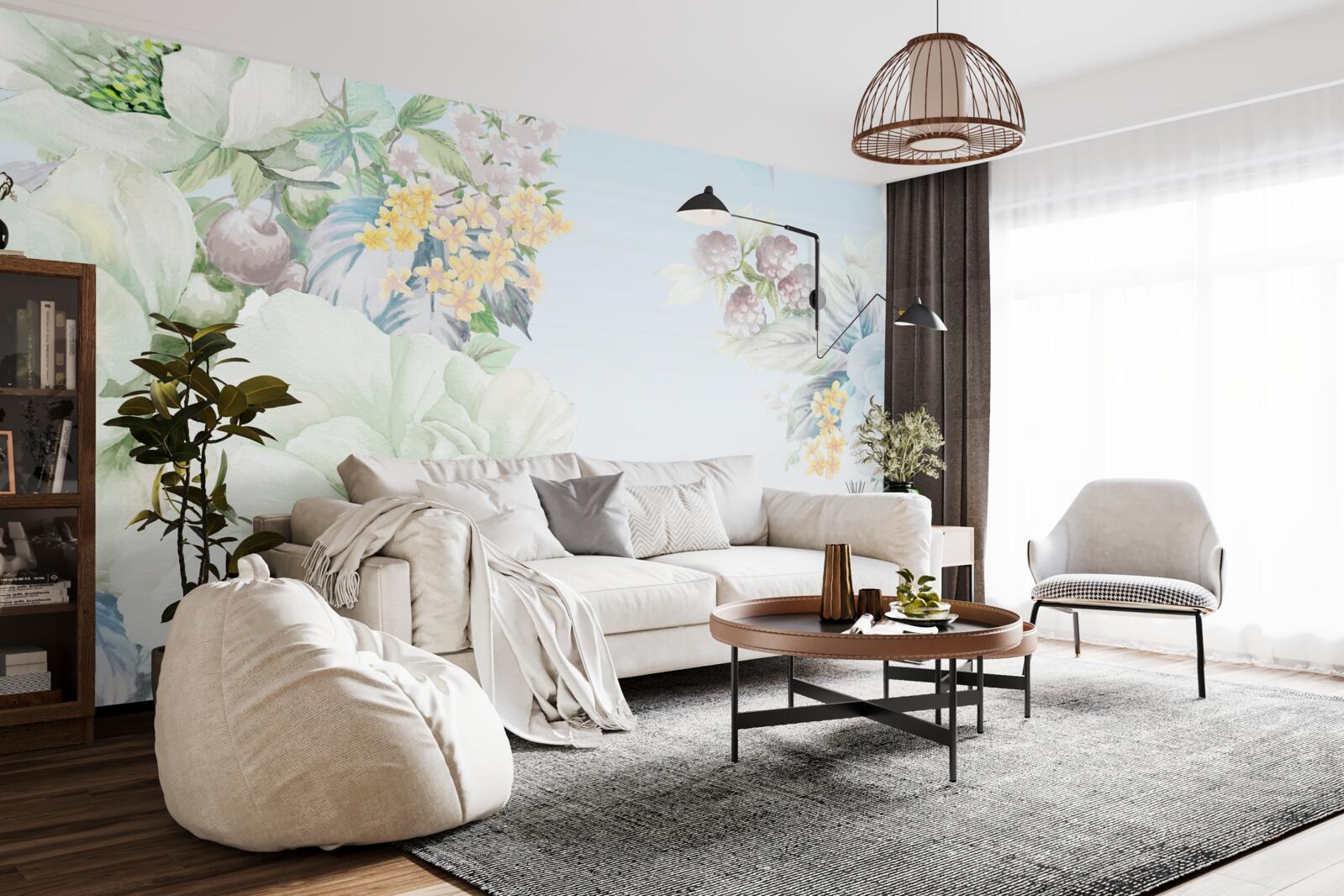 Papier peint des fleurs aux couleurs douces et pastel