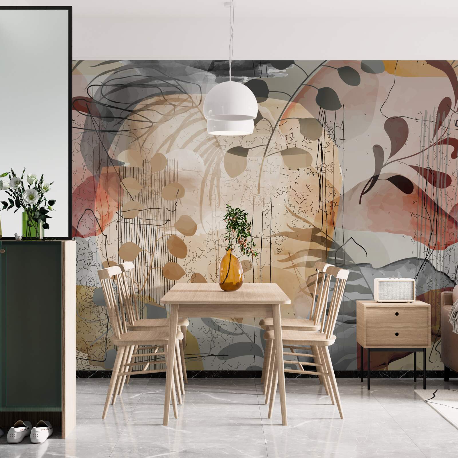 Papier peint rideaux de lit à motifs abstraits