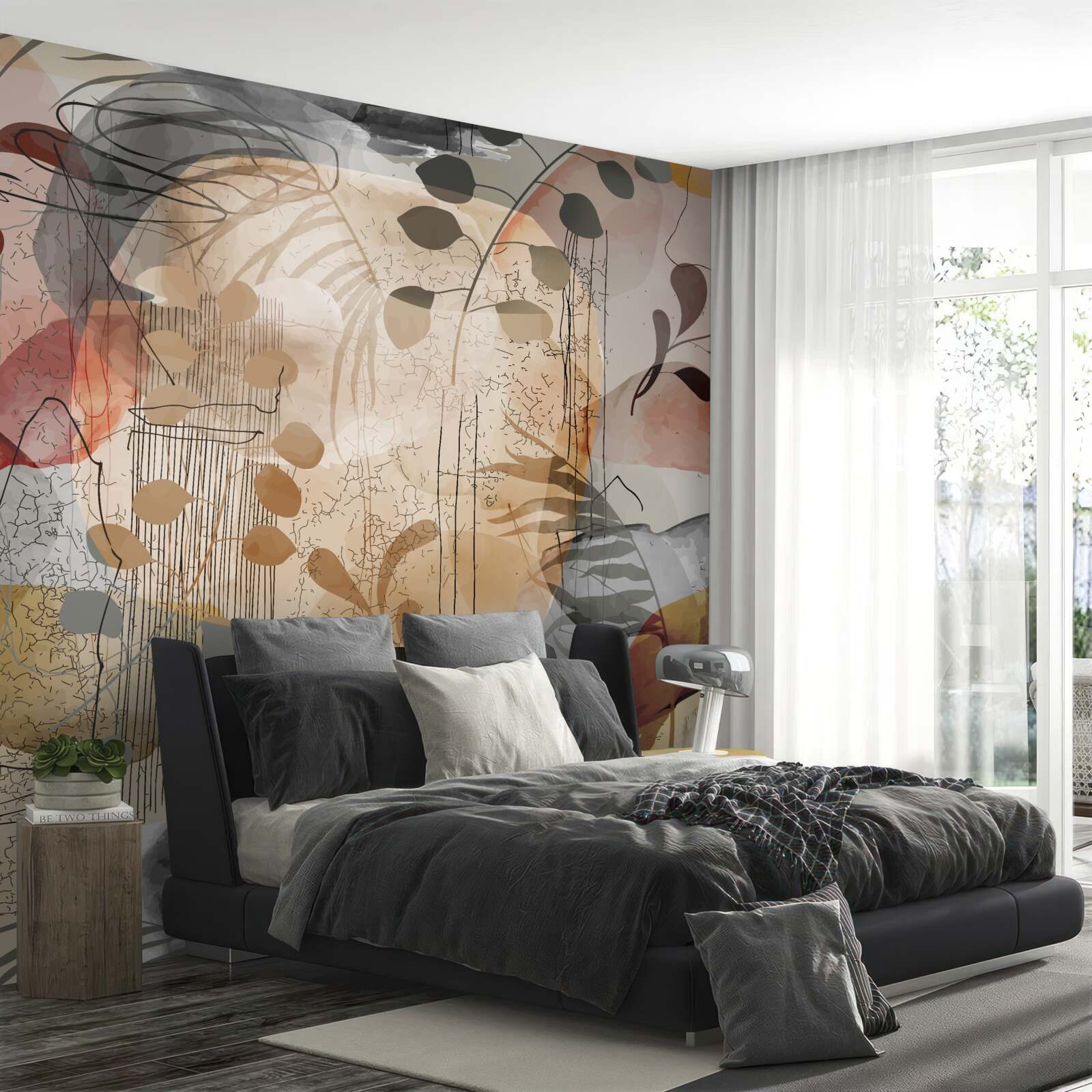 Papier peint rideaux de lit à motifs abstraits