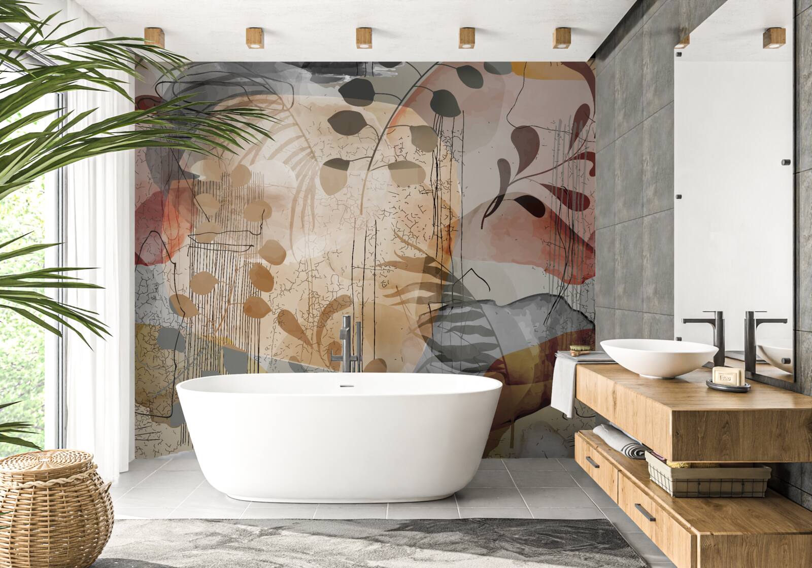 Papier peint rideaux de lit à motifs abstraits