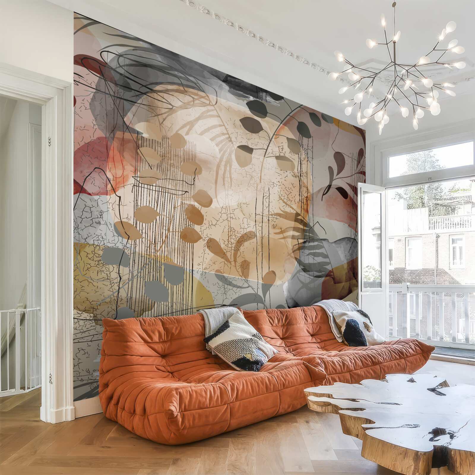 Papier peint rideaux de lit à motifs abstraits