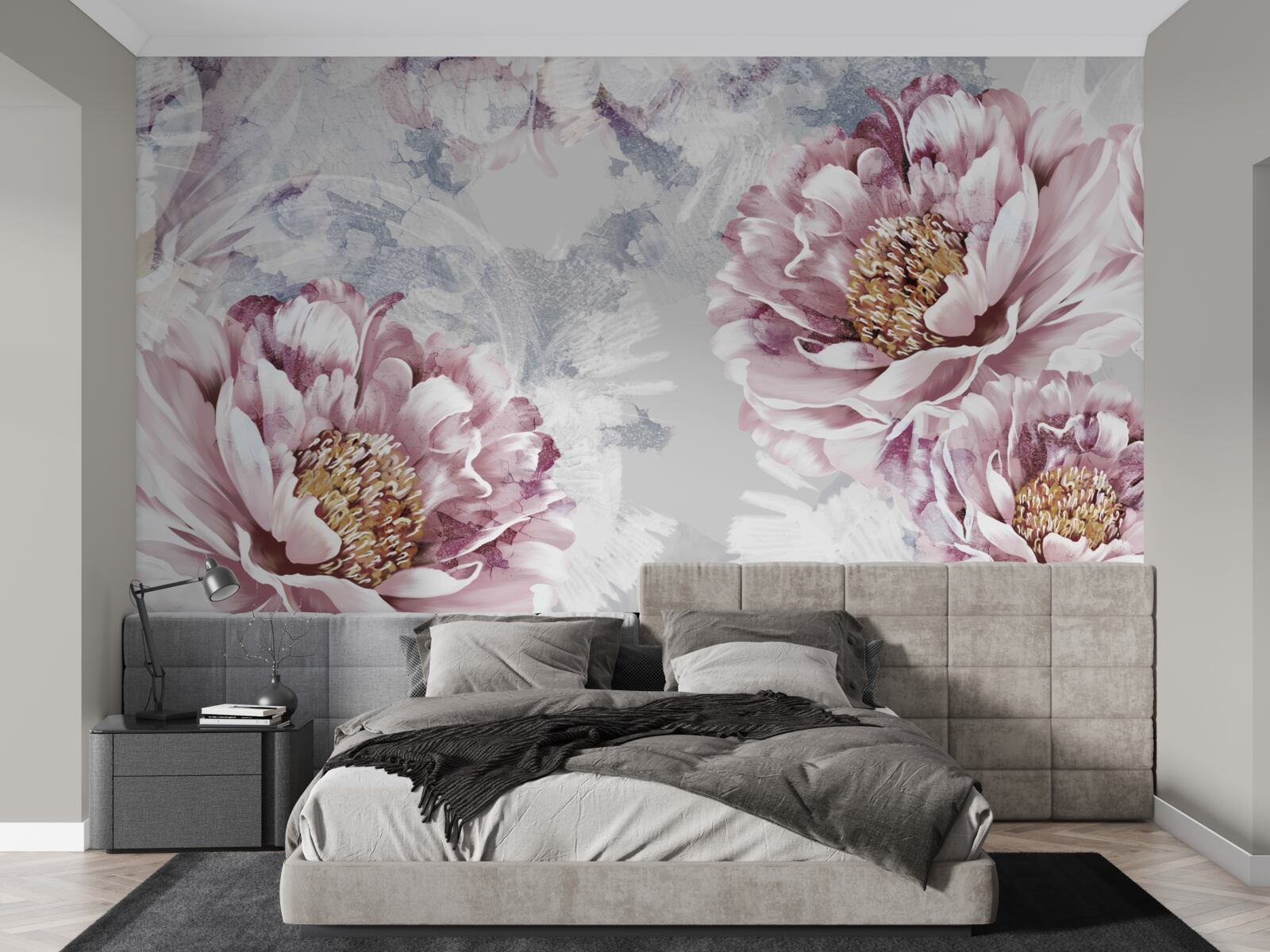 Papier peint grandes pivoines roses
