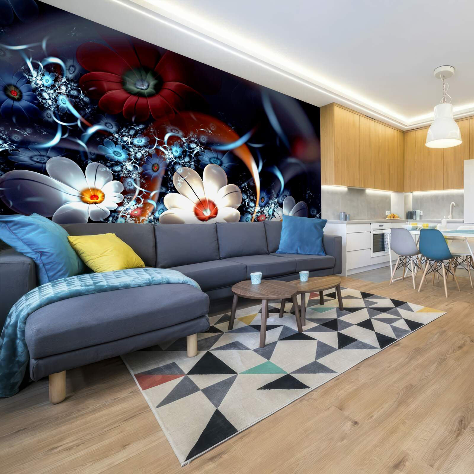 Papier peint grandes fleurs