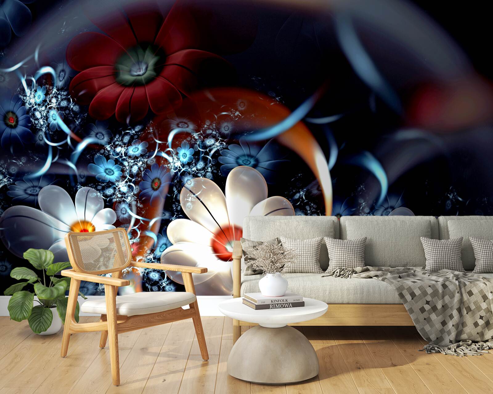 Papier peint grandes fleurs