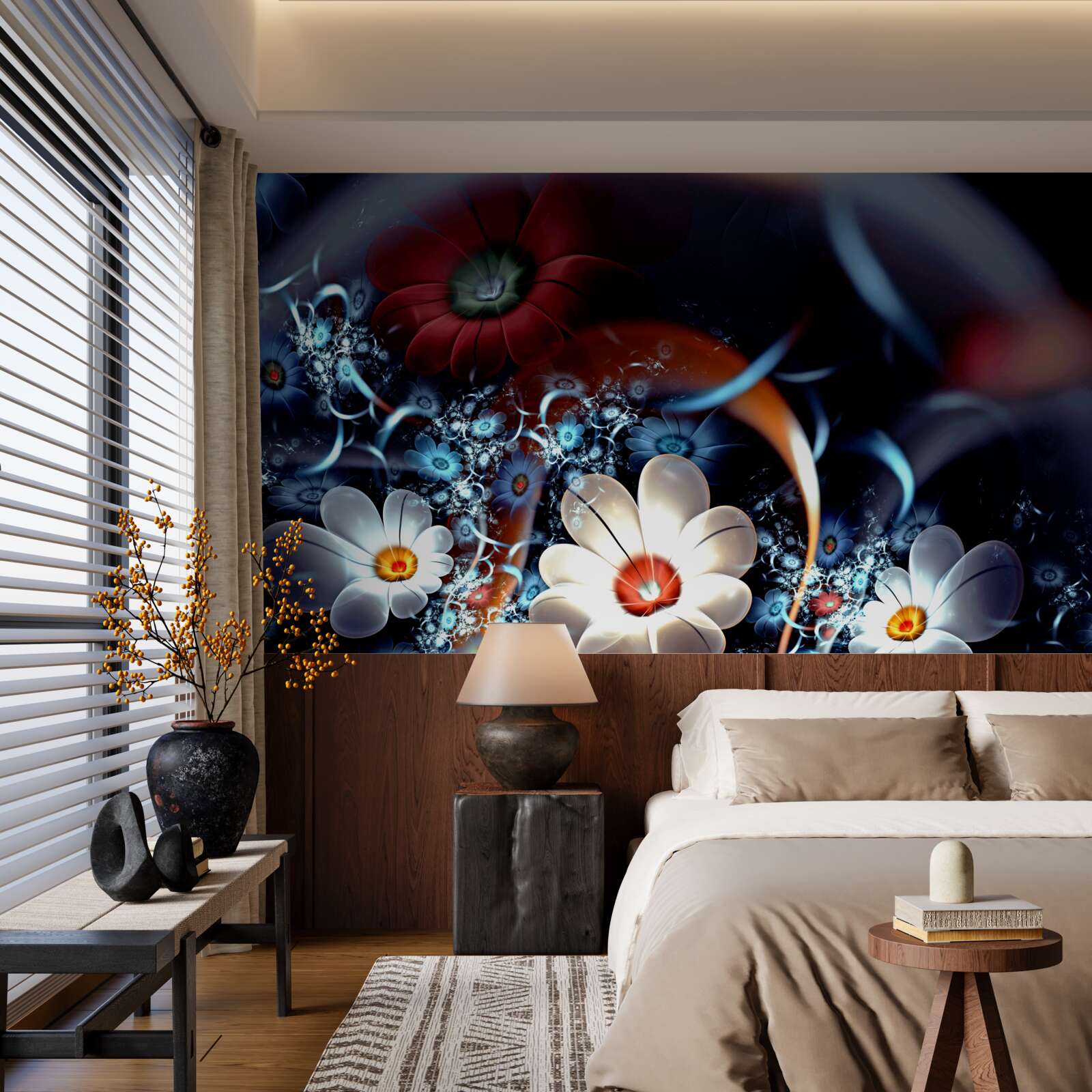 Papier peint grandes fleurs