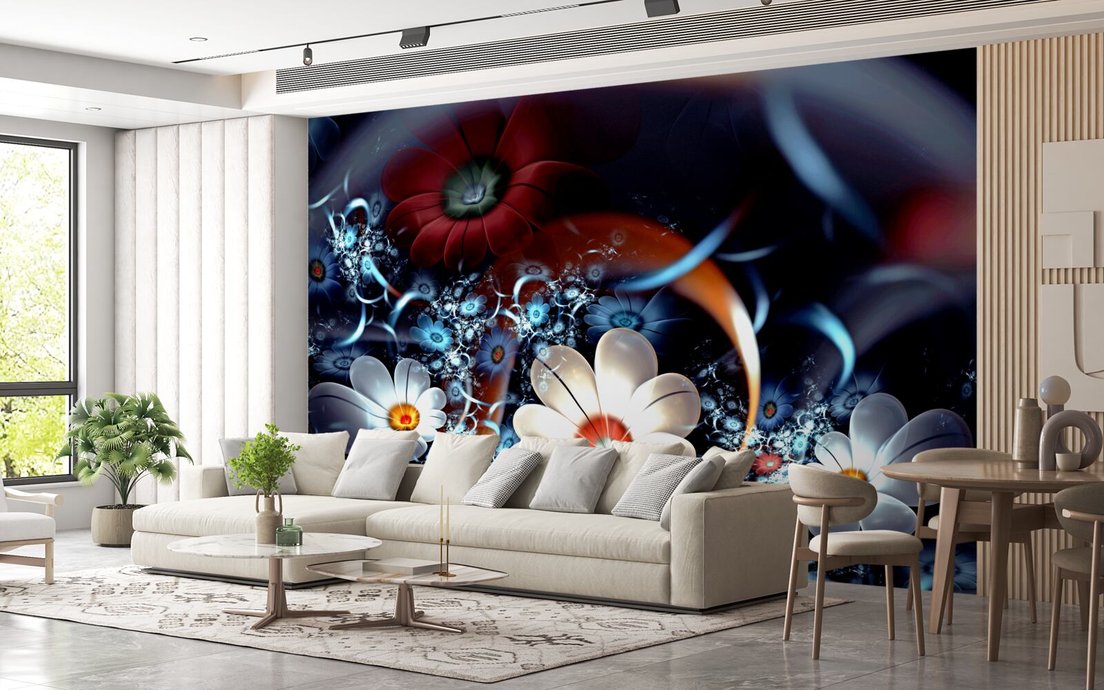 Papier peint grandes fleurs