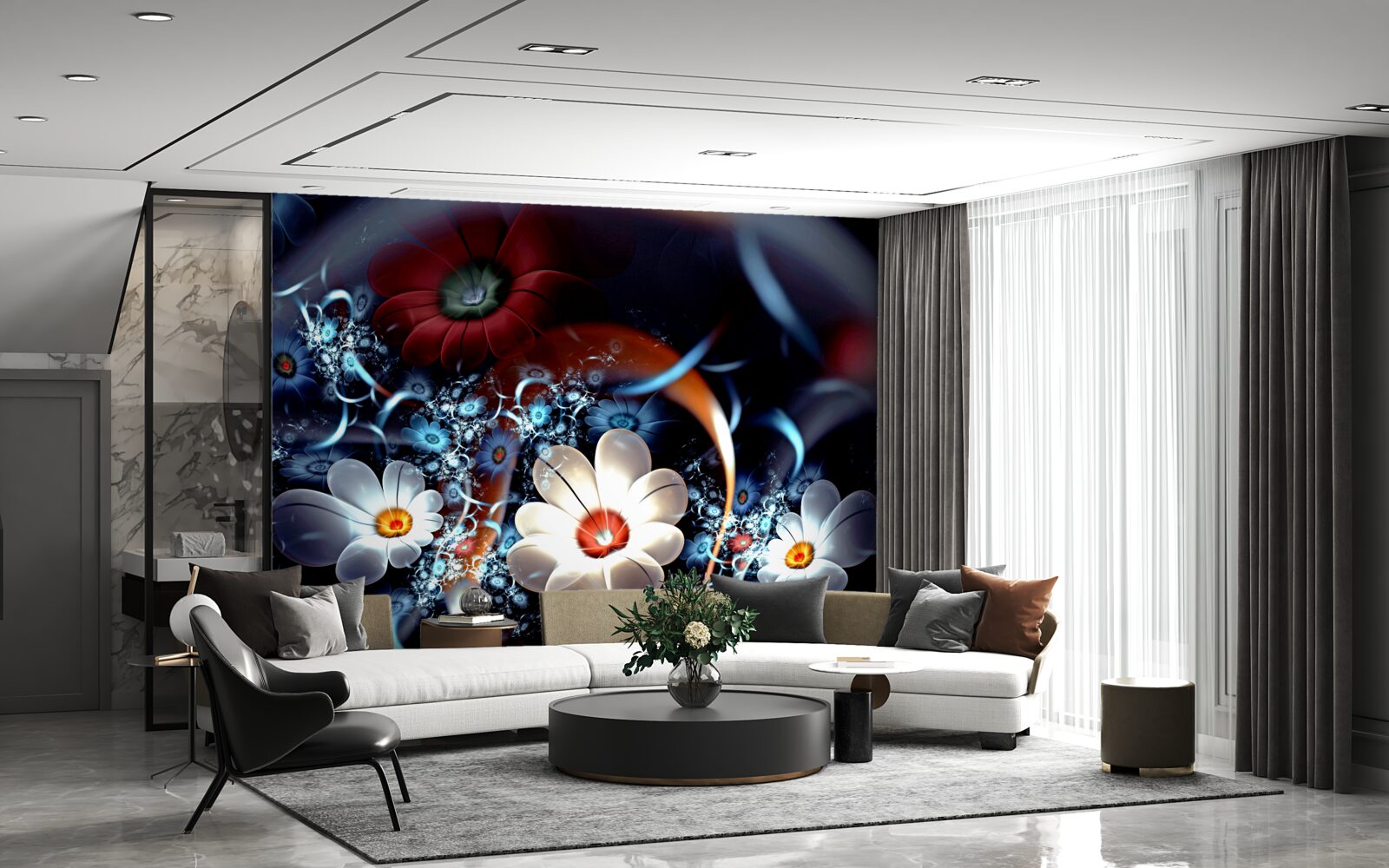 Papier peint grandes fleurs