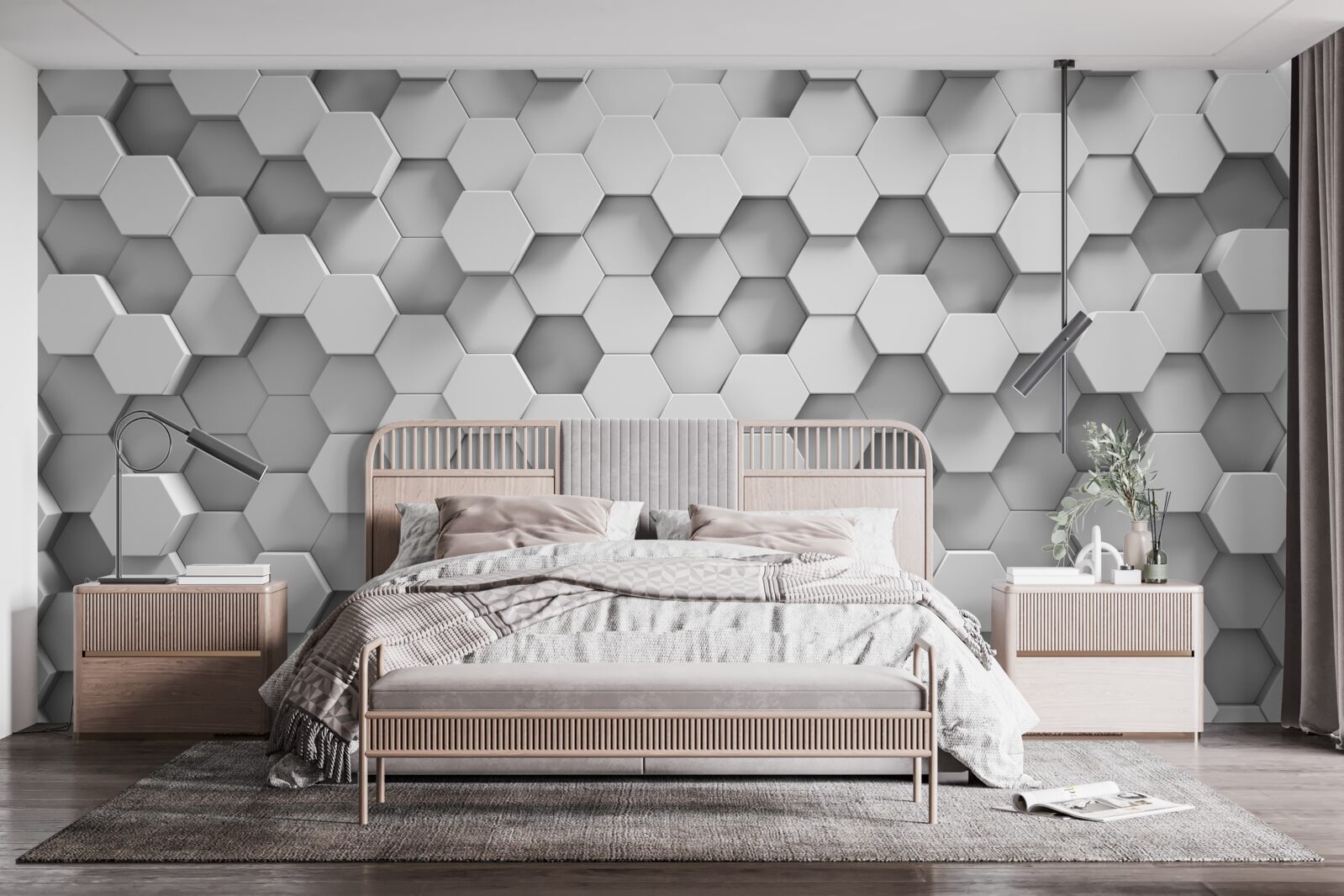 Papier peint les hexagones sont gris