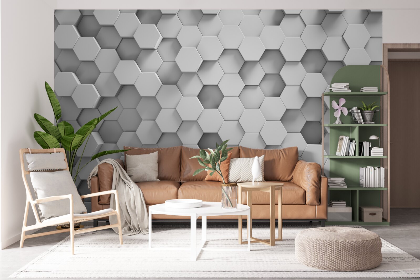 Papier peint les hexagones sont gris