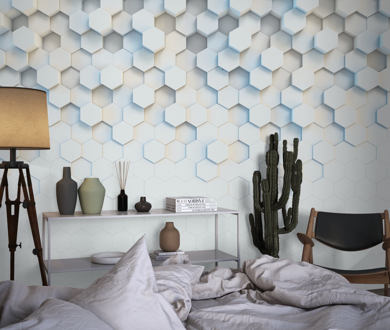 Papier peint les hexagones sont blancs