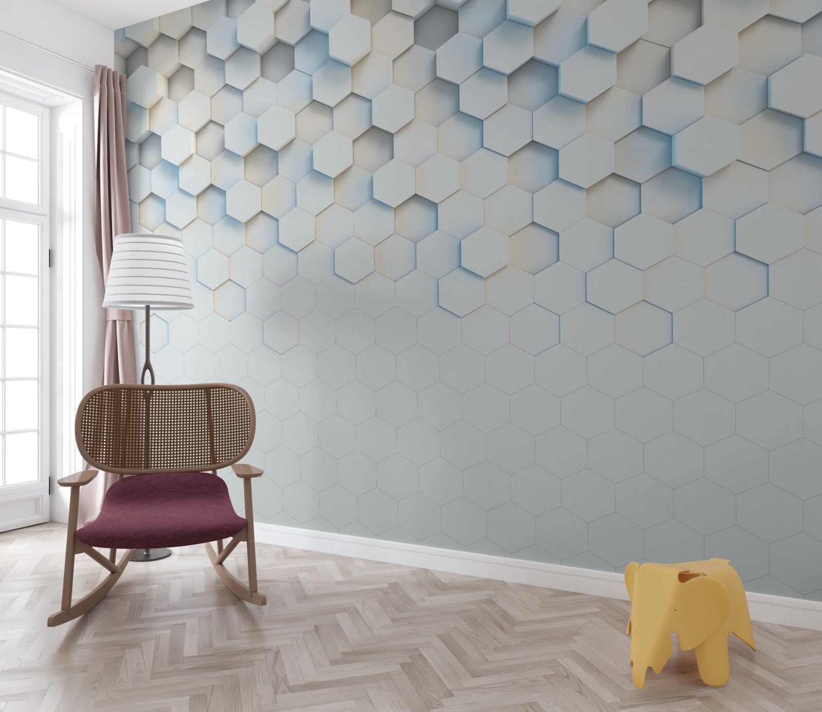 Papier peint les hexagones sont blancs