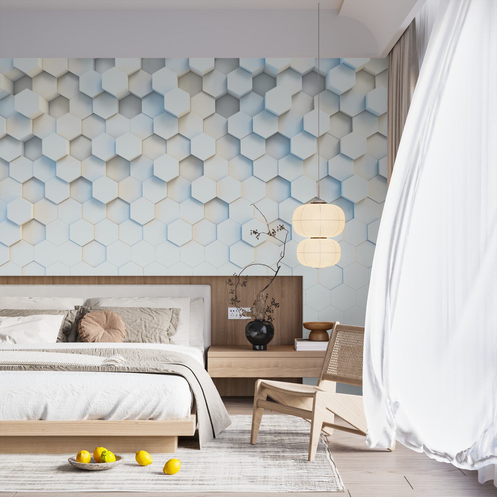 Papier peint les hexagones sont blancs