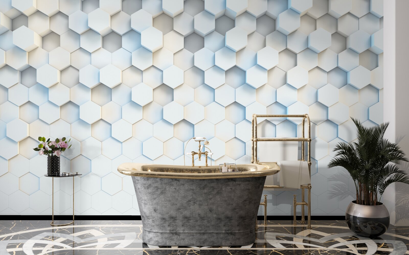 Papier peint les hexagones sont blancs