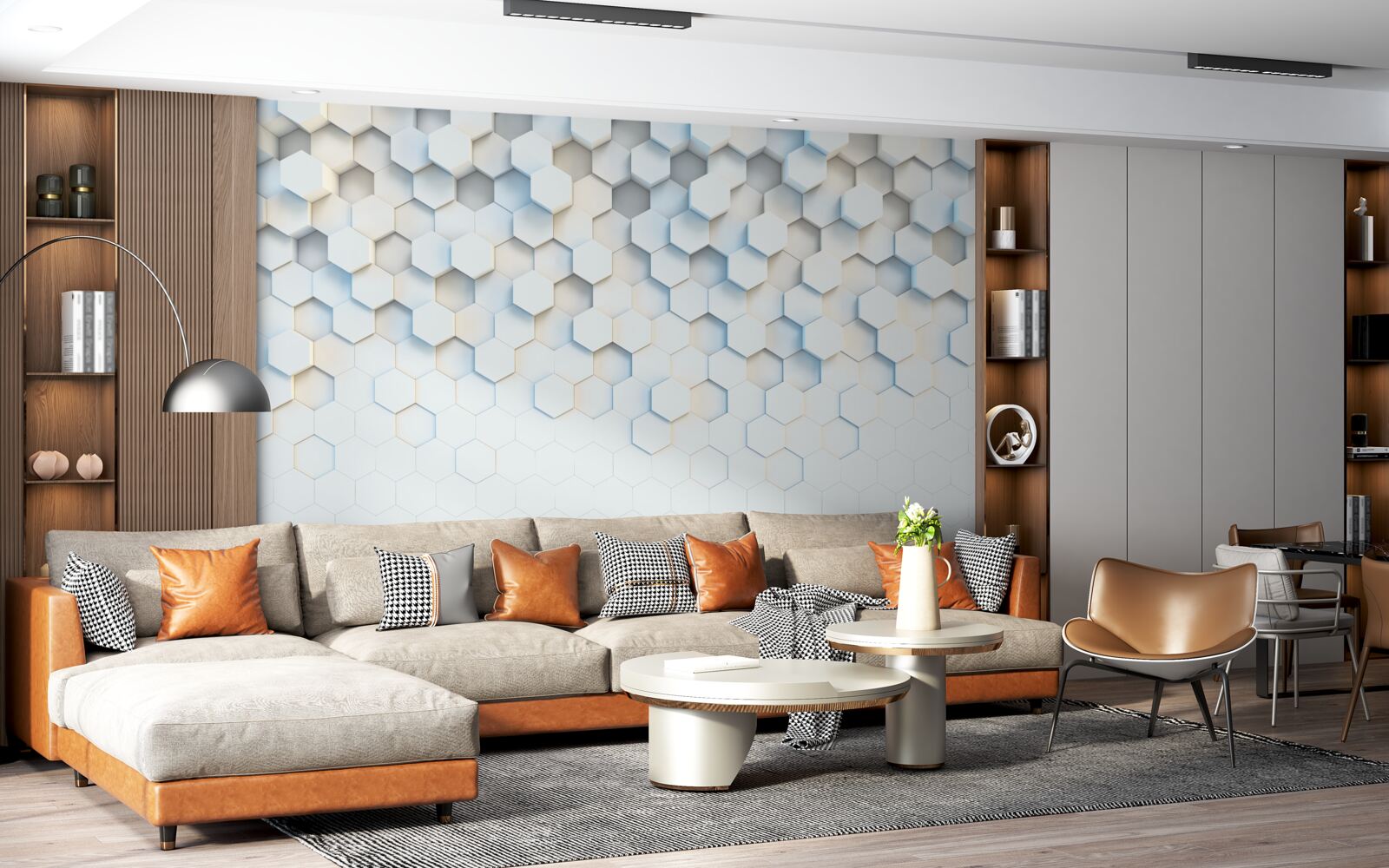 Papier peint les hexagones sont blancs