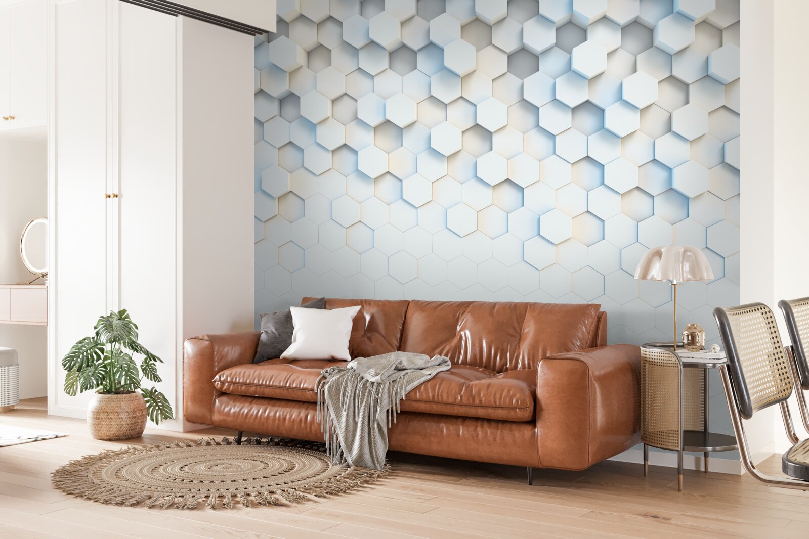 Papier peint les hexagones sont blancs