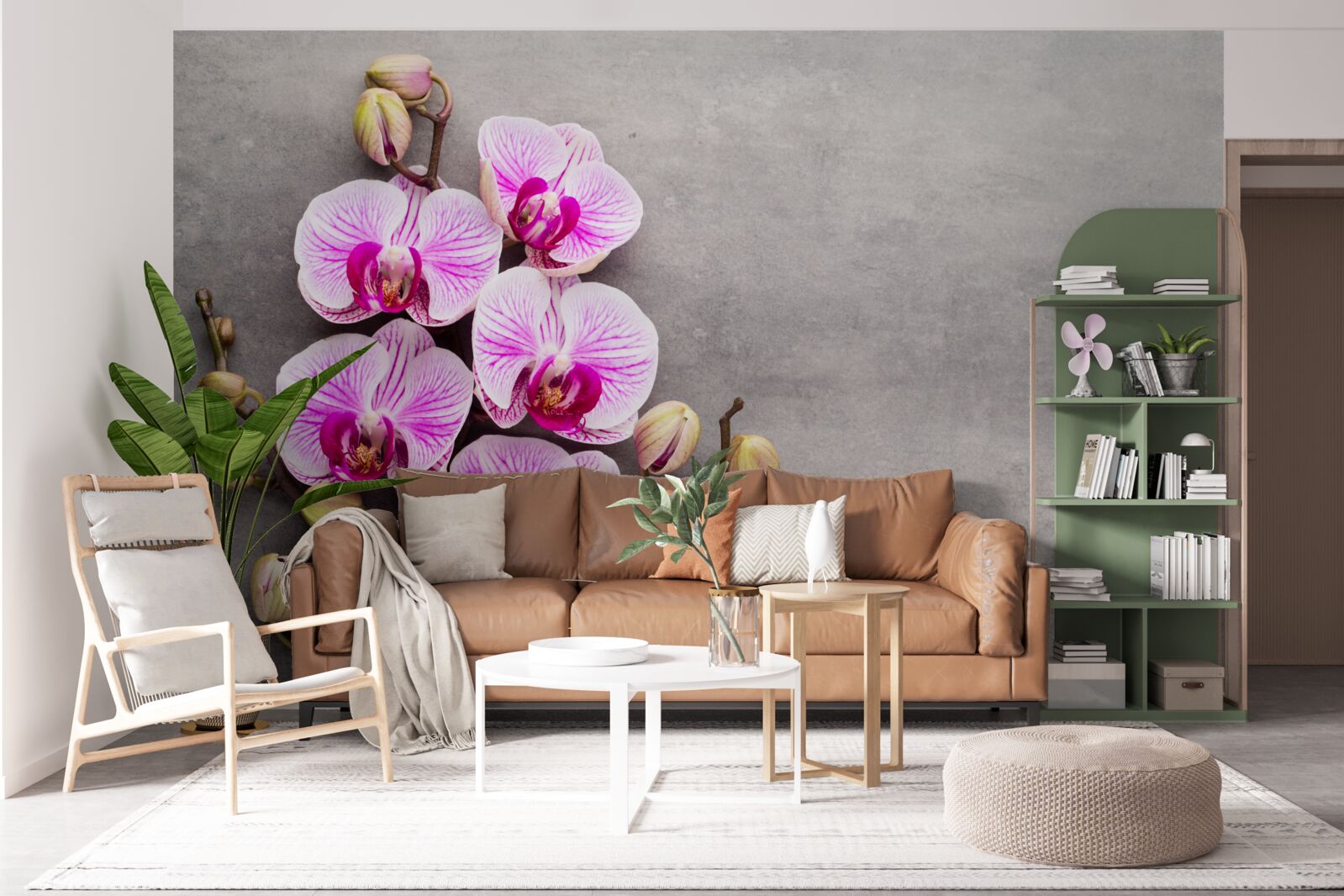 Papier peint orchidée lilas et blanche