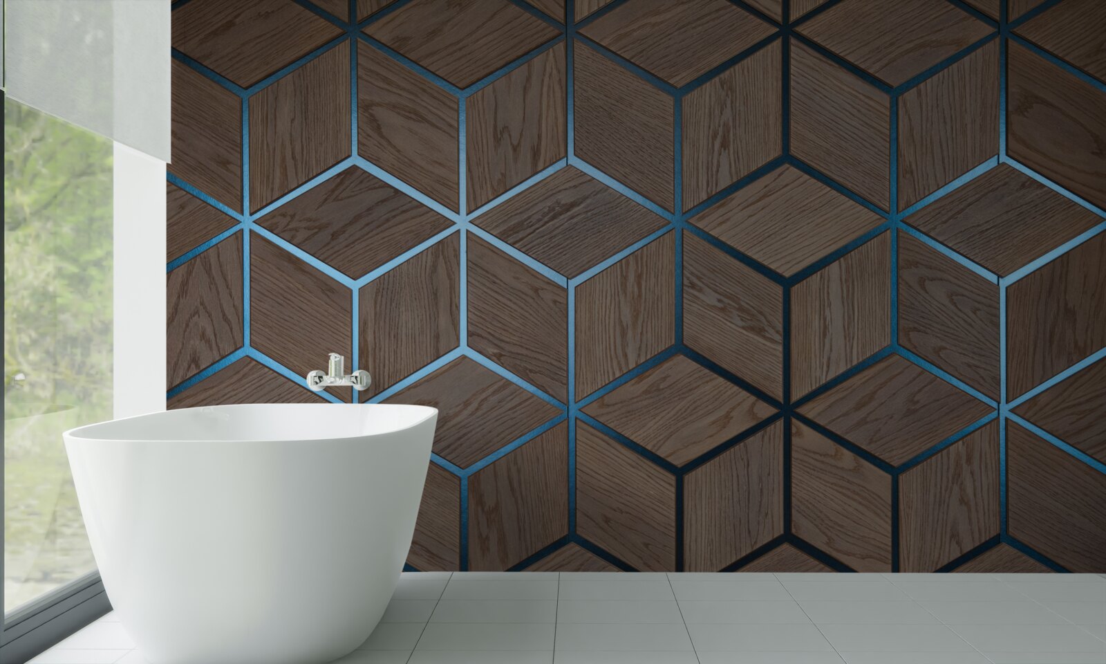 Papier peint plancher en bois avec bandes noires