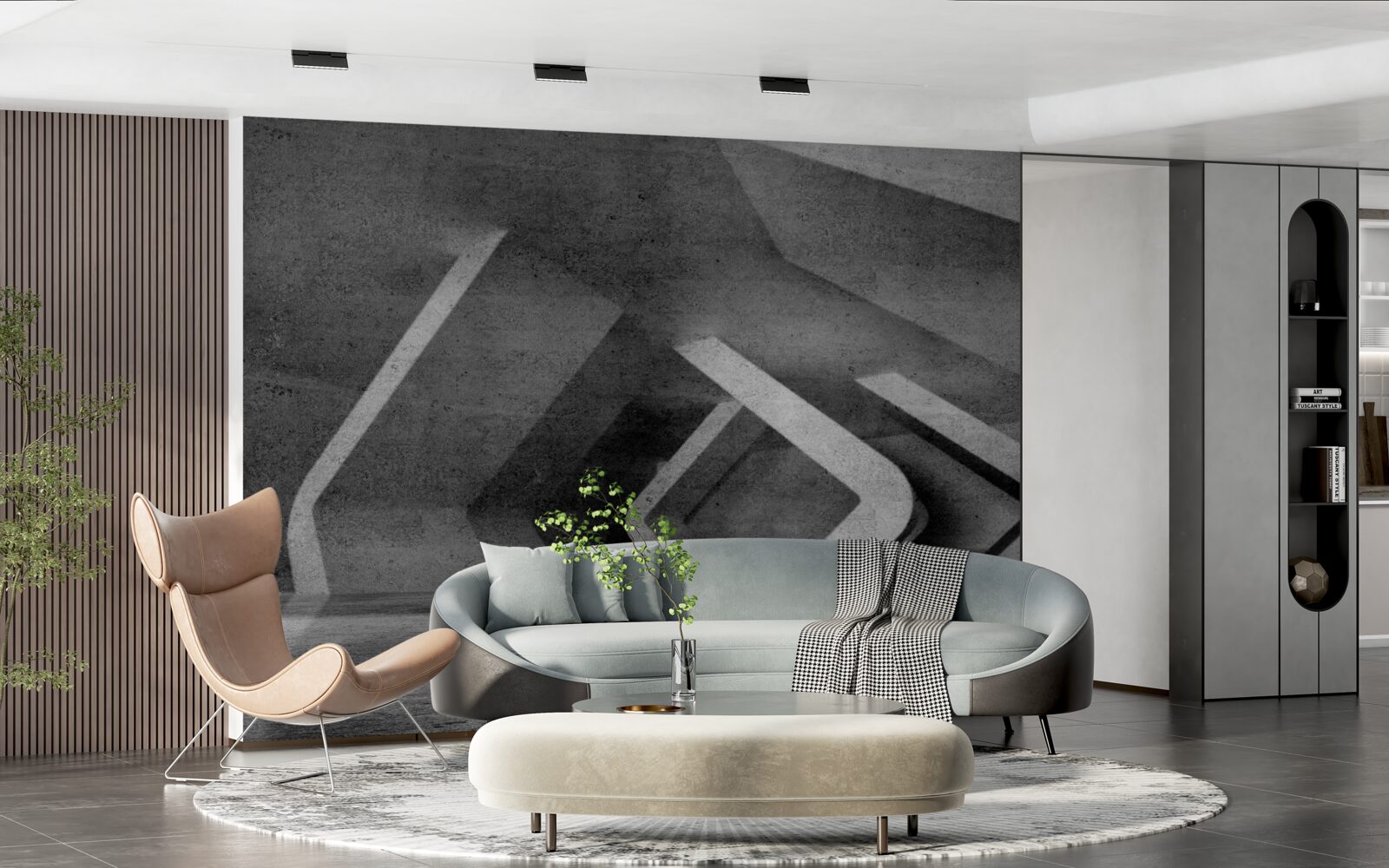 Papier peint tunnel gris