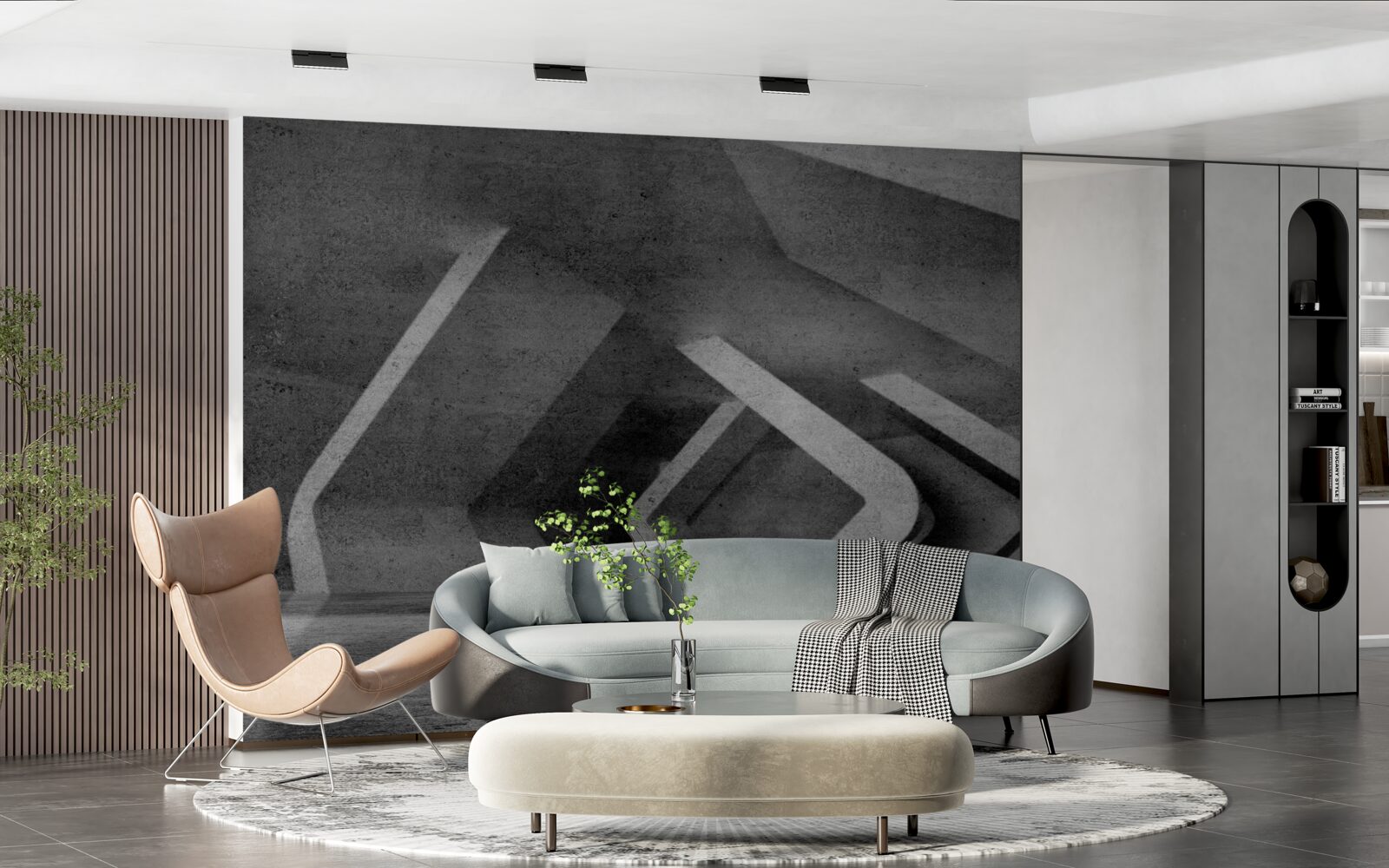 Papier peint tunnel gris