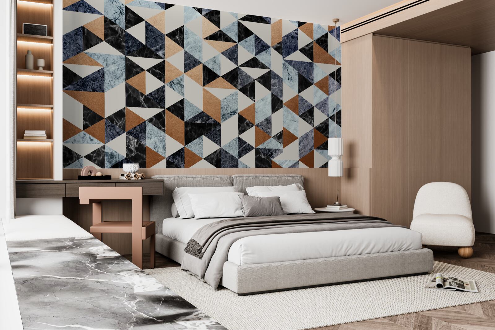 Papier peint panneau abstrait avec personnages multicolores