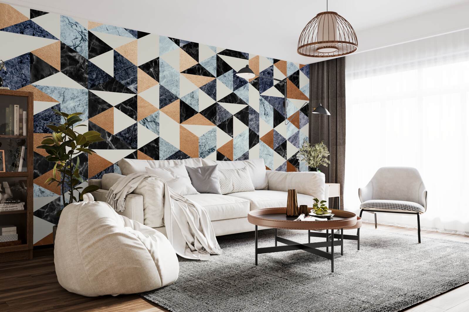 Papier peint panneau abstrait avec personnages multicolores