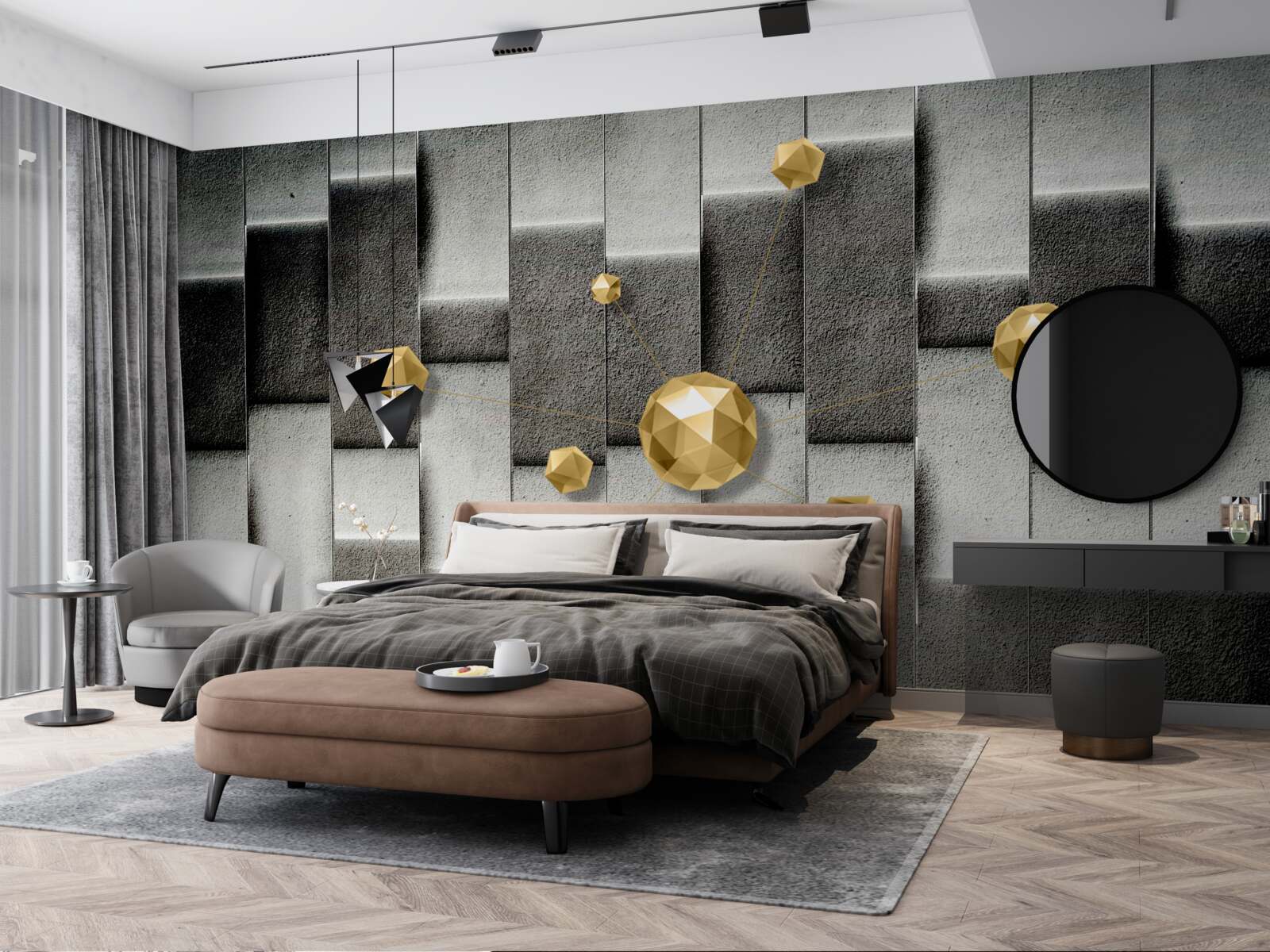 Papier peint Chiffres d'or volumétriques