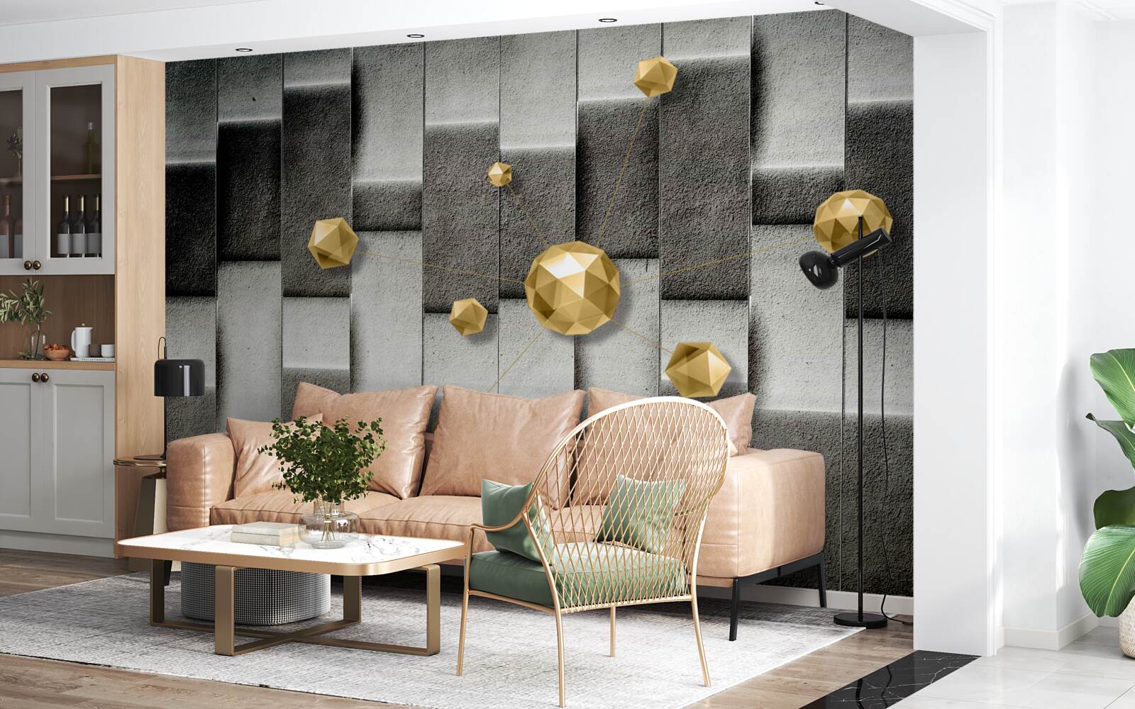 Papier peint Chiffres d'or volumétriques