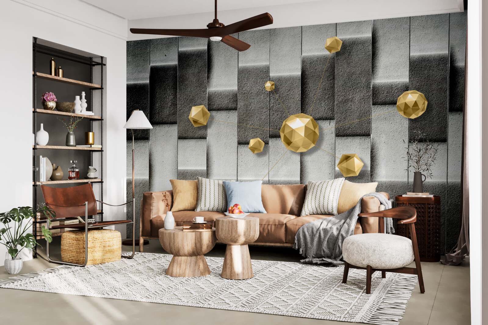 Papier peint Chiffres d'or volumétriques