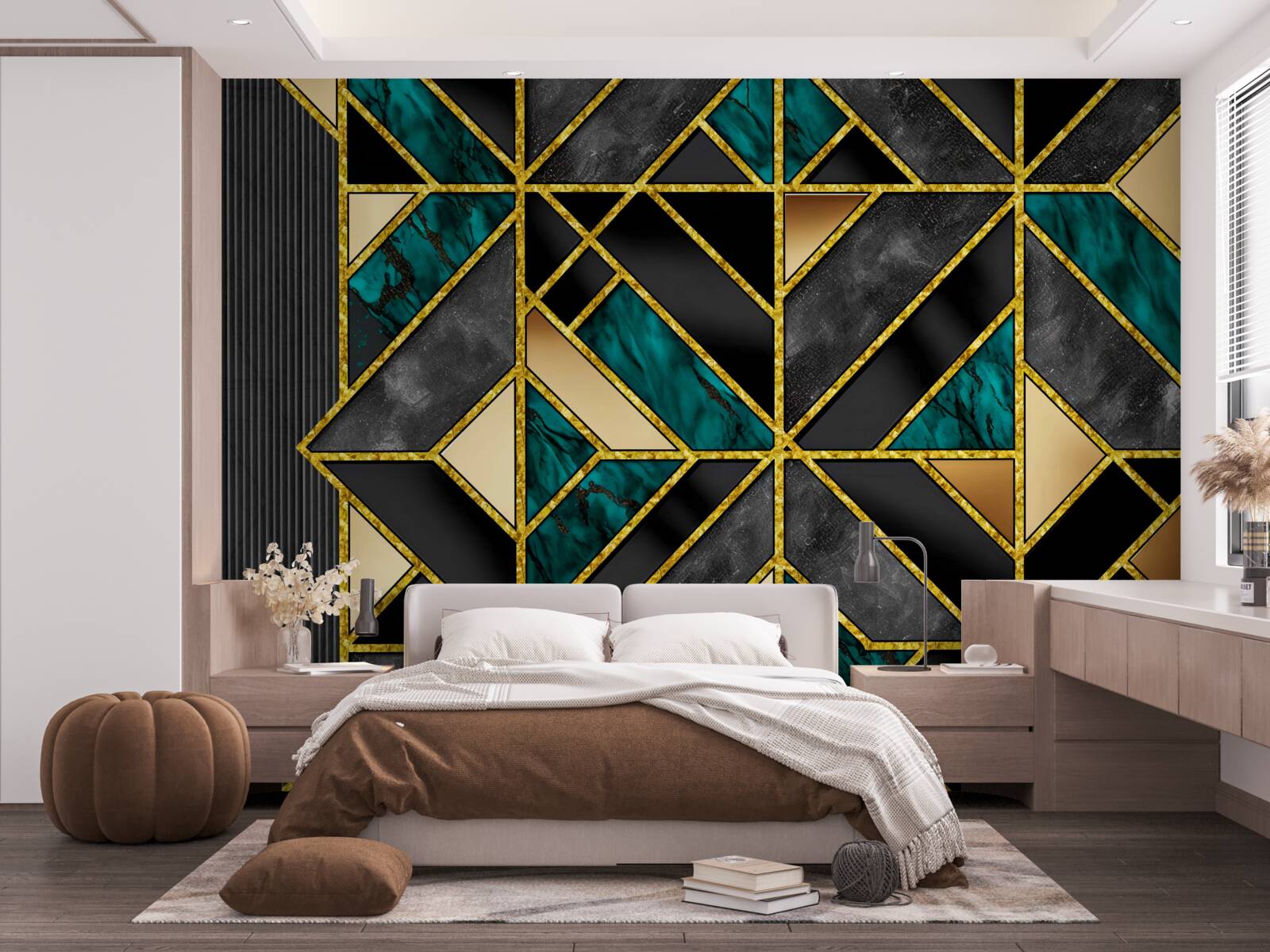 Papier peint fond de style géométrique dans une teinte gris turquoise