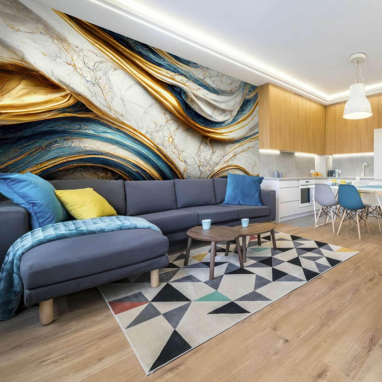 Papier peint quatre options d'abat-jour en marbre