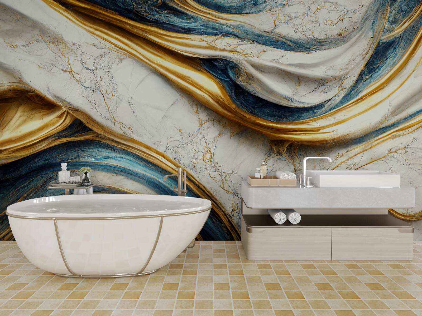 Papier peint quatre options d'abat-jour en marbre