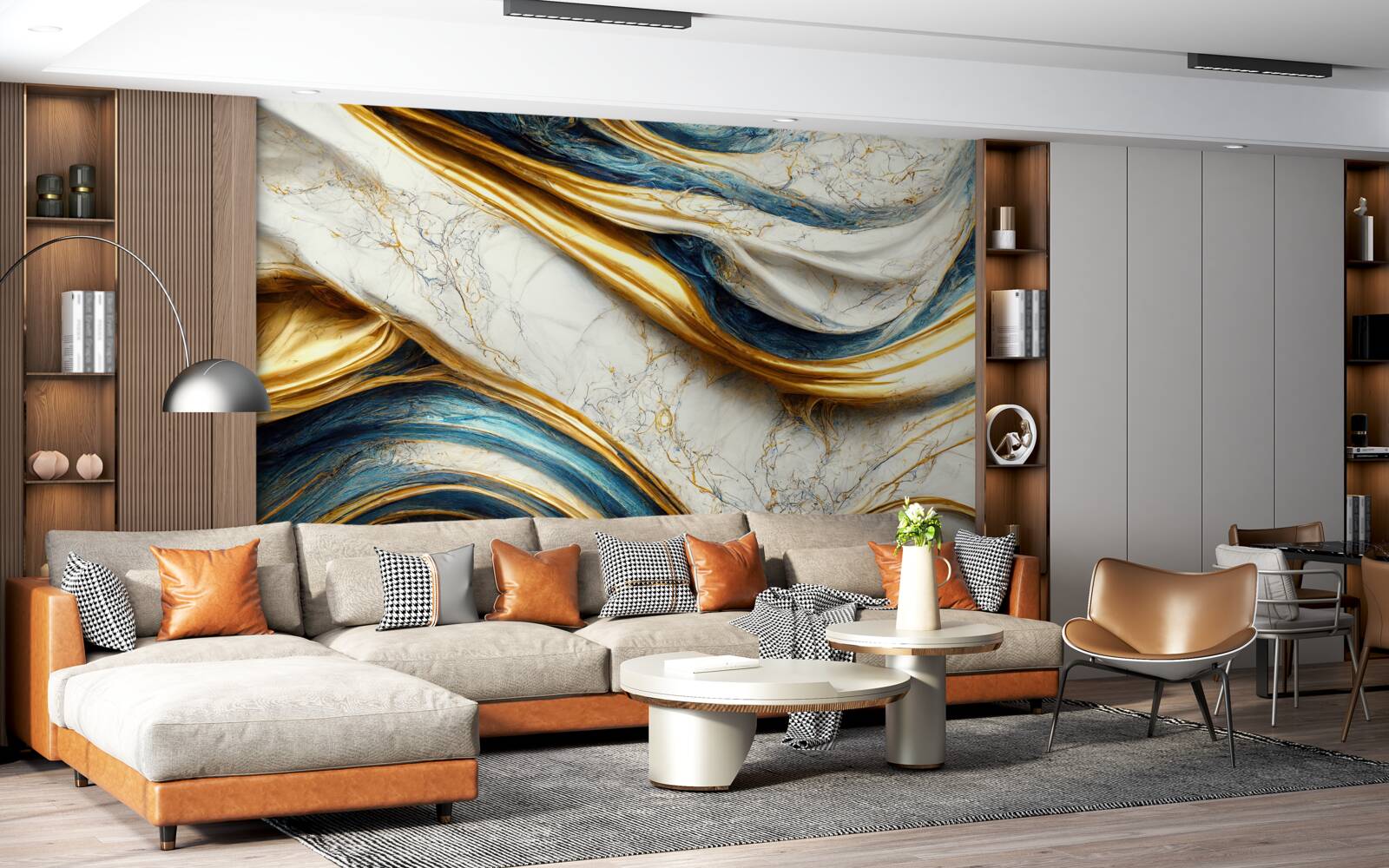 Papier peint quatre options d'abat-jour en marbre