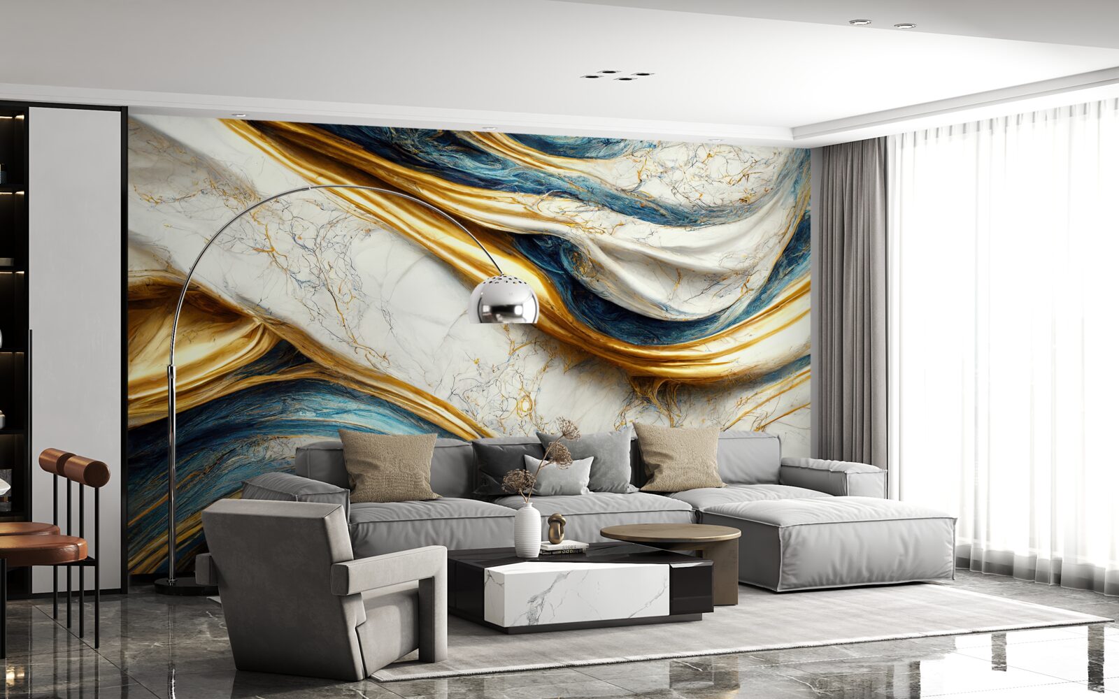 Papier peint quatre options d'abat-jour en marbre