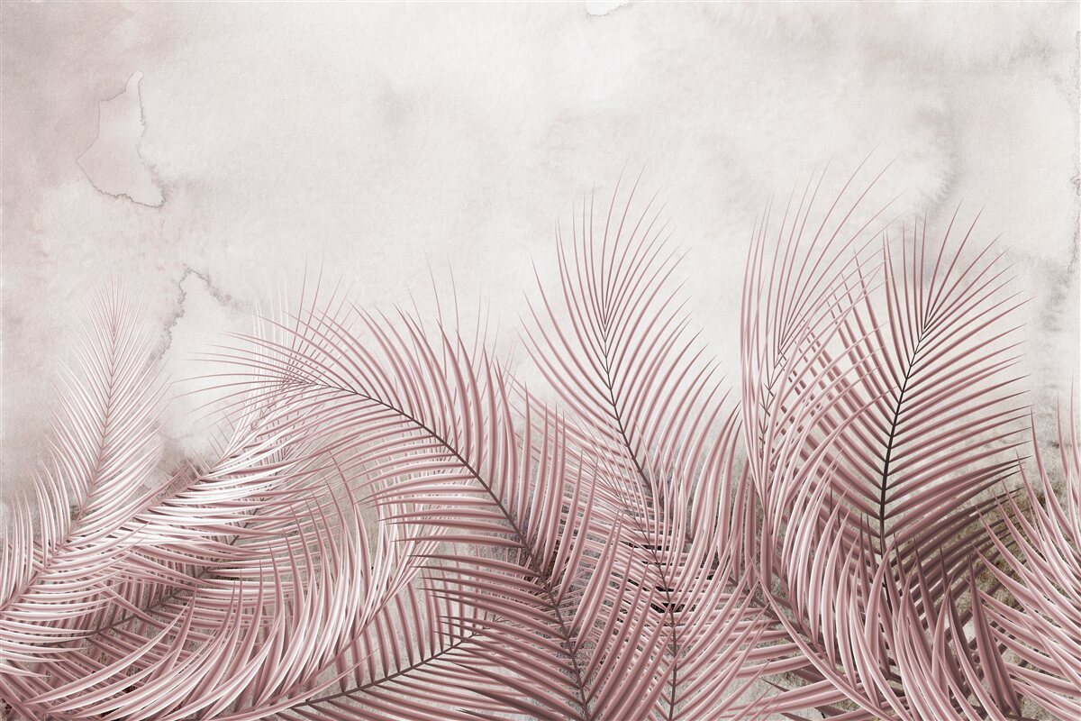 Papier peint feuilles tropicales dans un brouillard vaporeux