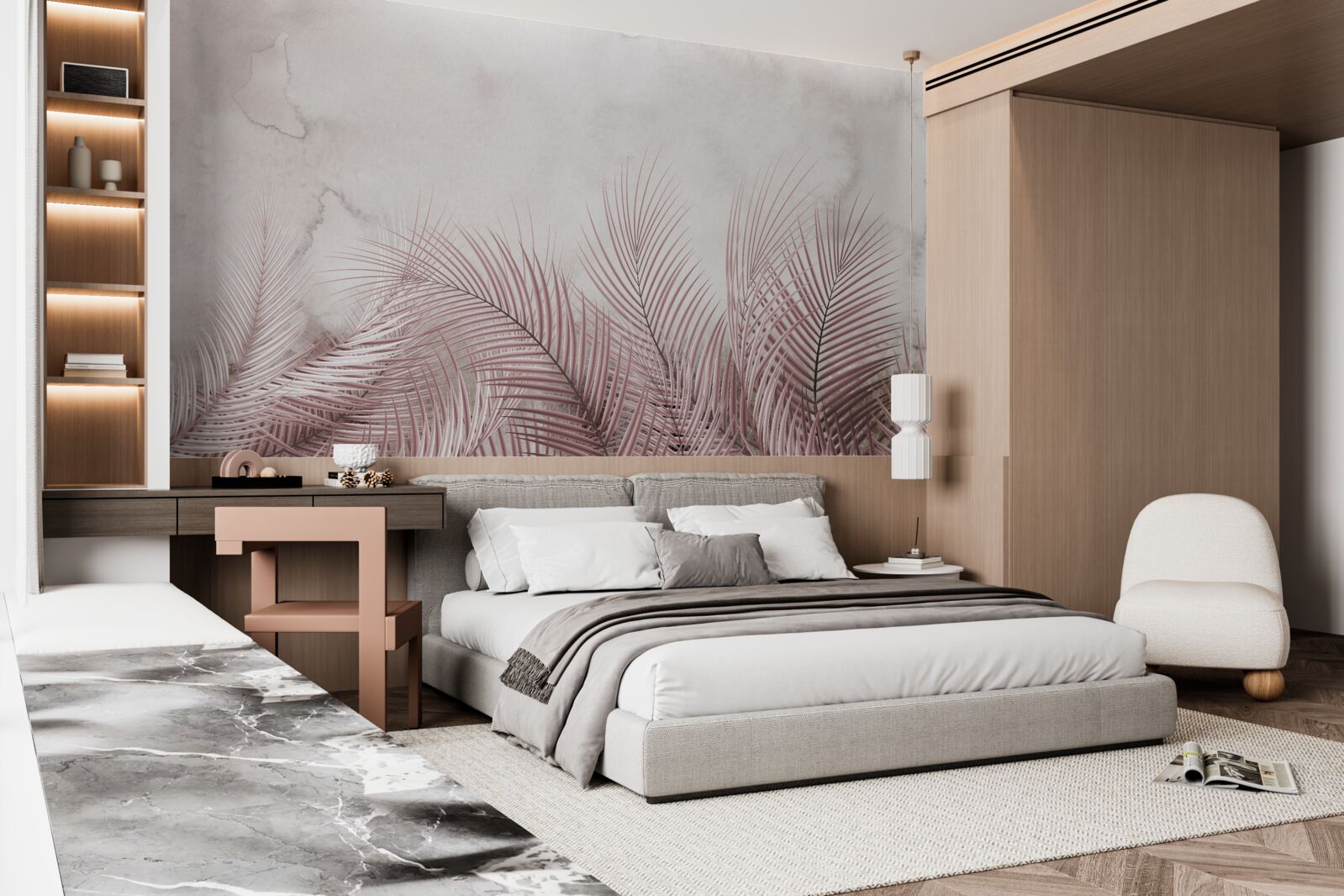 Papier peint feuilles tropicales dans un brouillard vaporeux