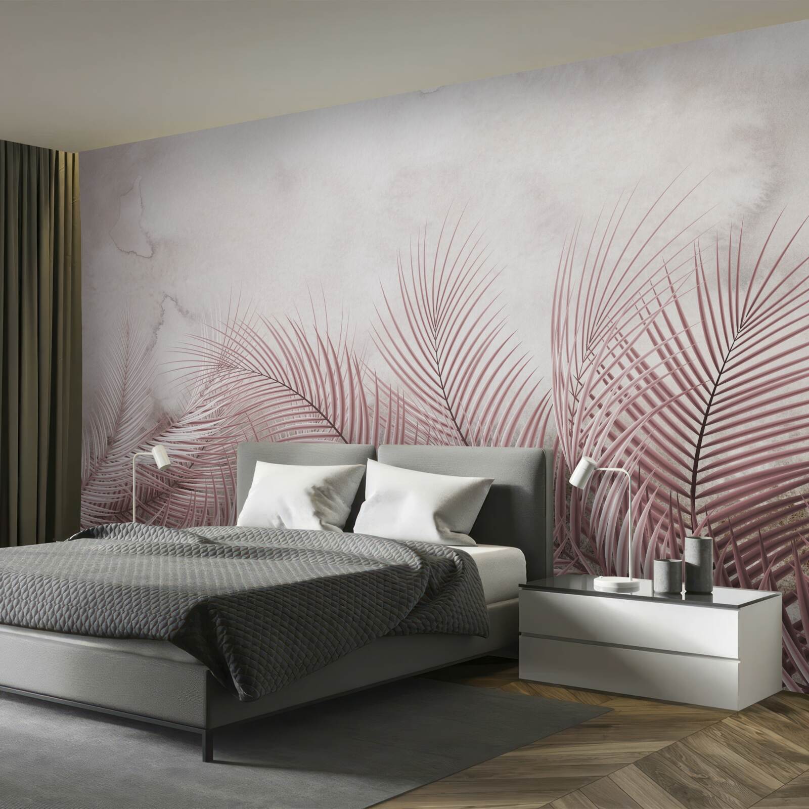 Papier peint feuilles tropicales dans un brouillard vaporeux