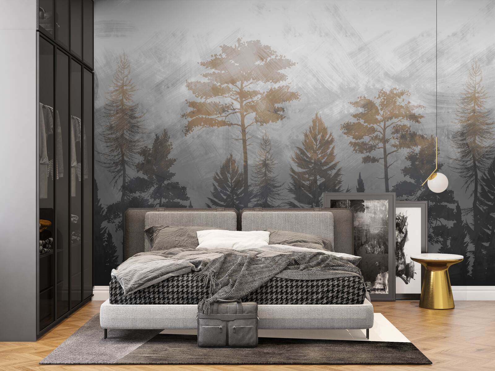 Papier peint le soleil brille à travers la brume de la forêt