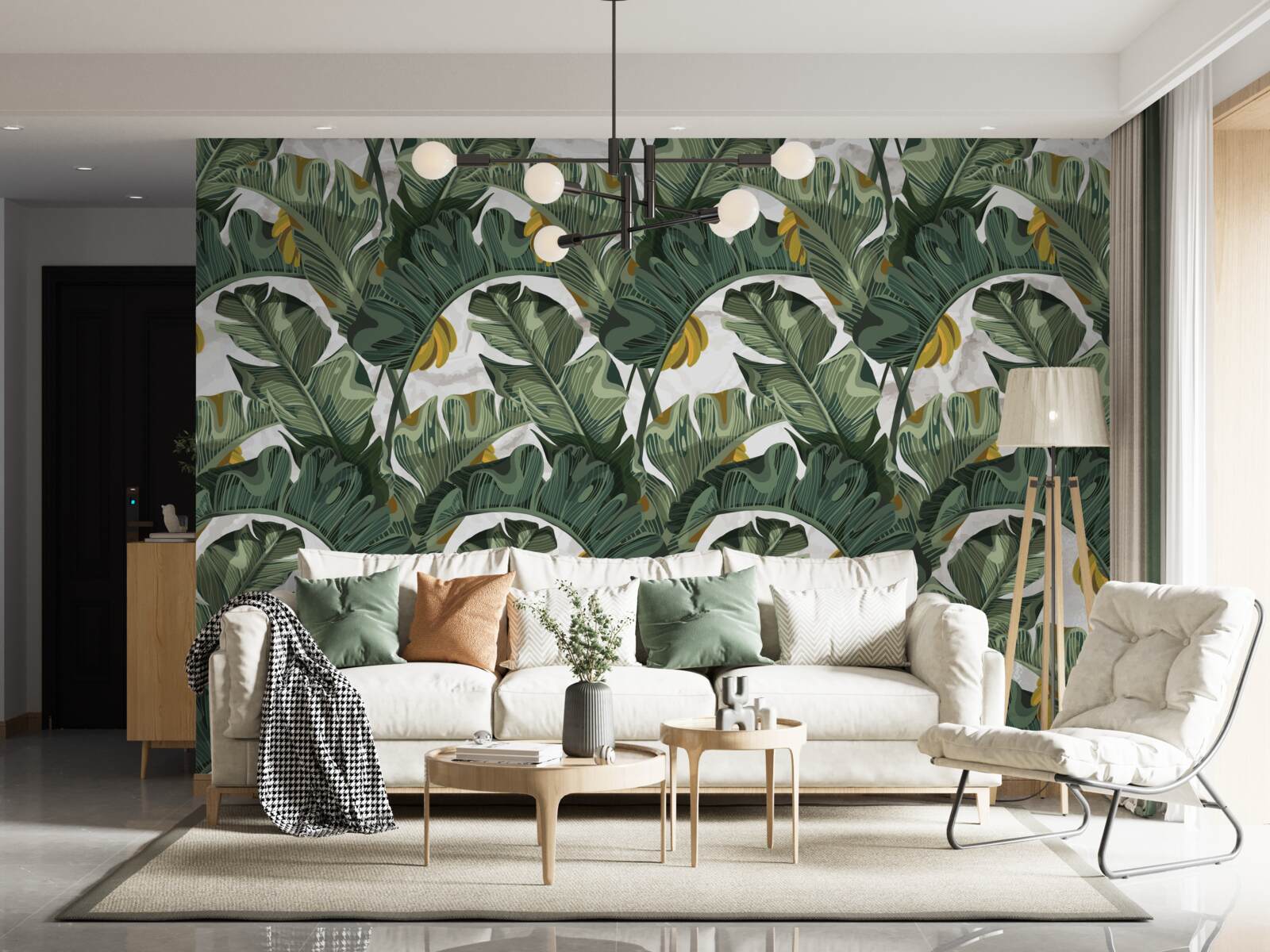 Papier peint image abstraite de feuilles de fougère